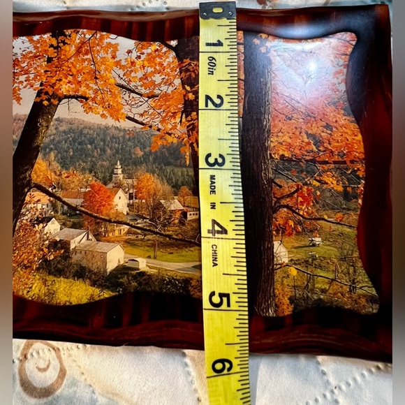Vintage 60s Decoupage Country Church Solid Wood Fall Scenery Farmhouse Plaque - Picture 9 of 10